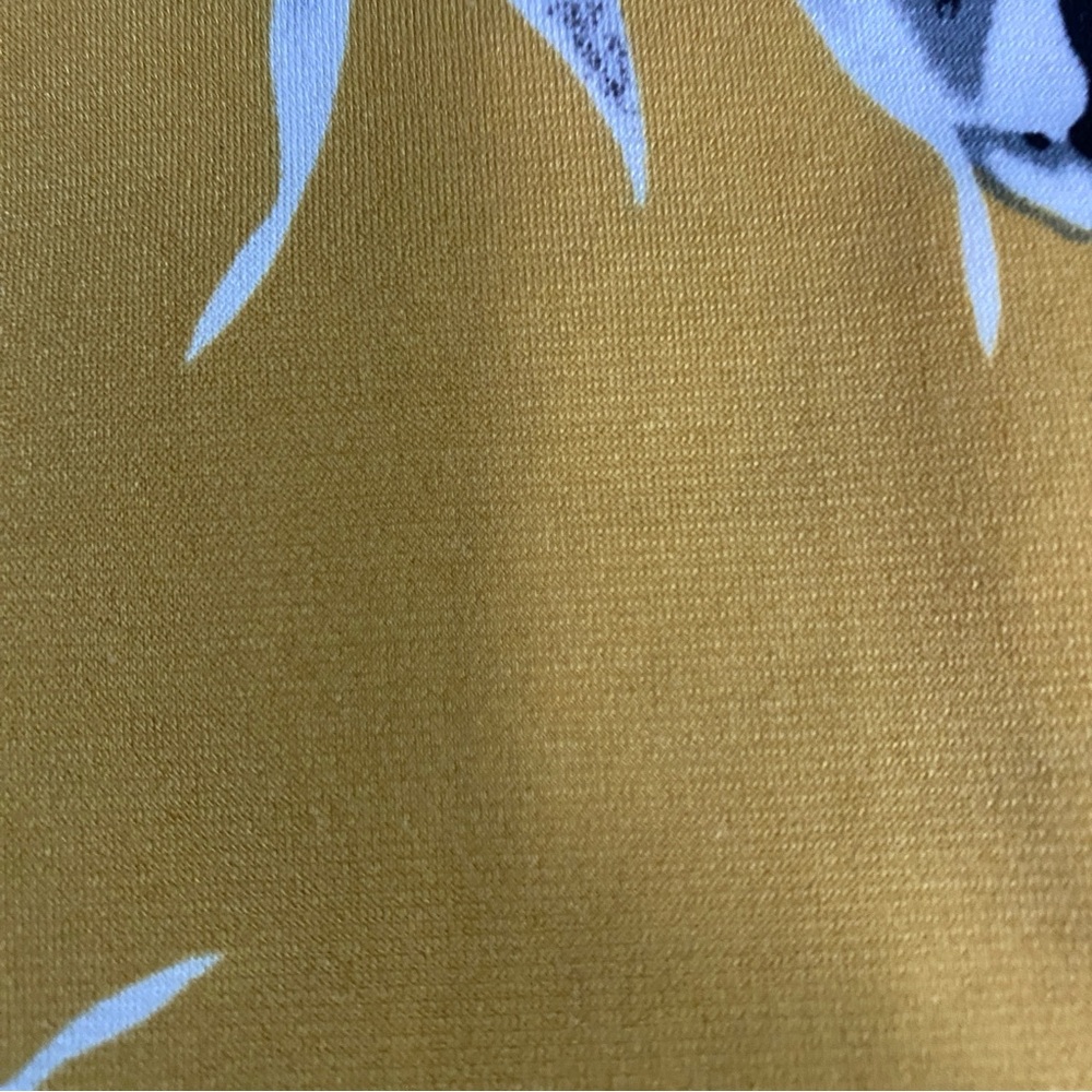 7th Avenue NY&Co Mustard Floral Keyhole Top | 3/4 Sleeve | Small - Picture 11 of 14
